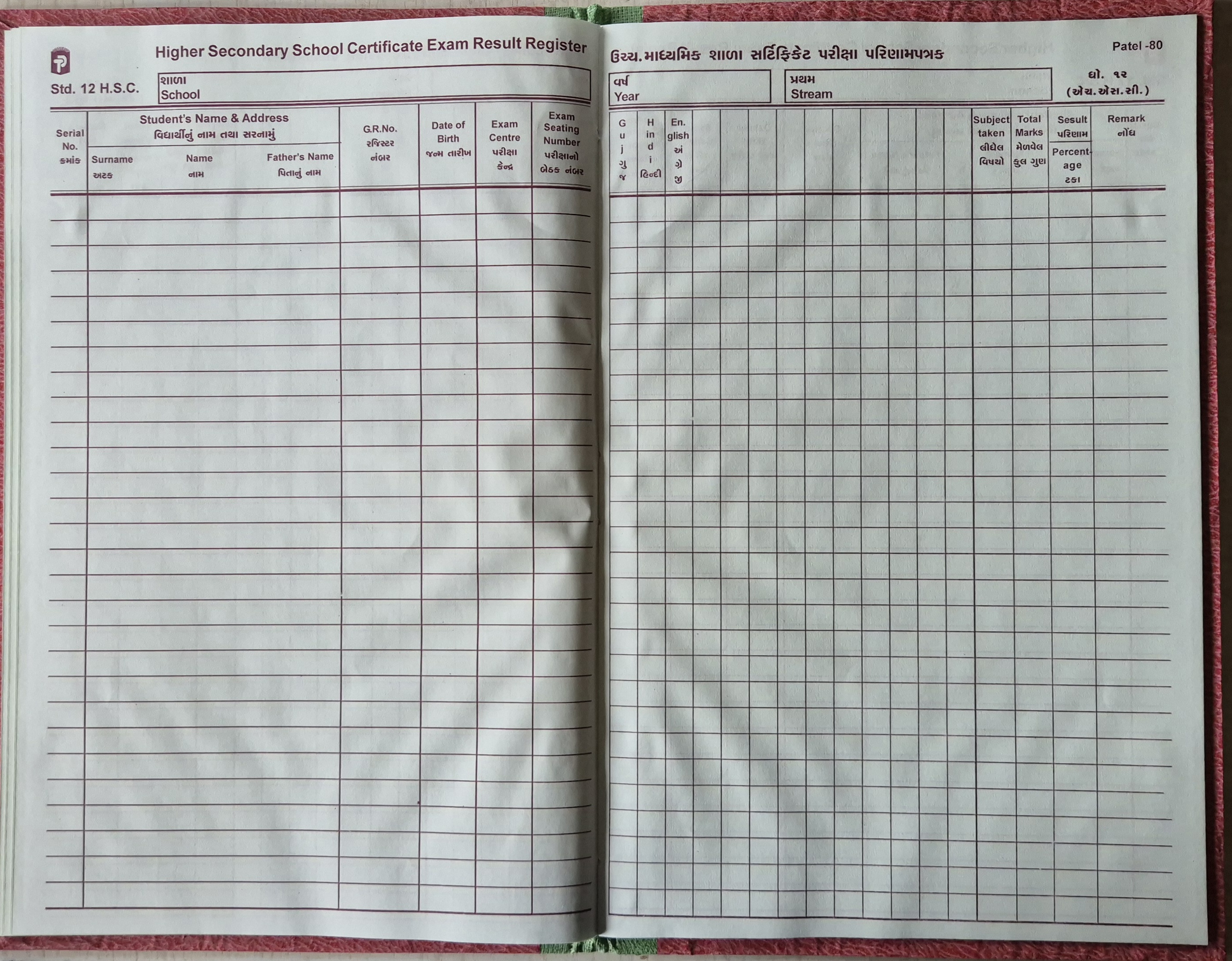 H.S.C. Result Register