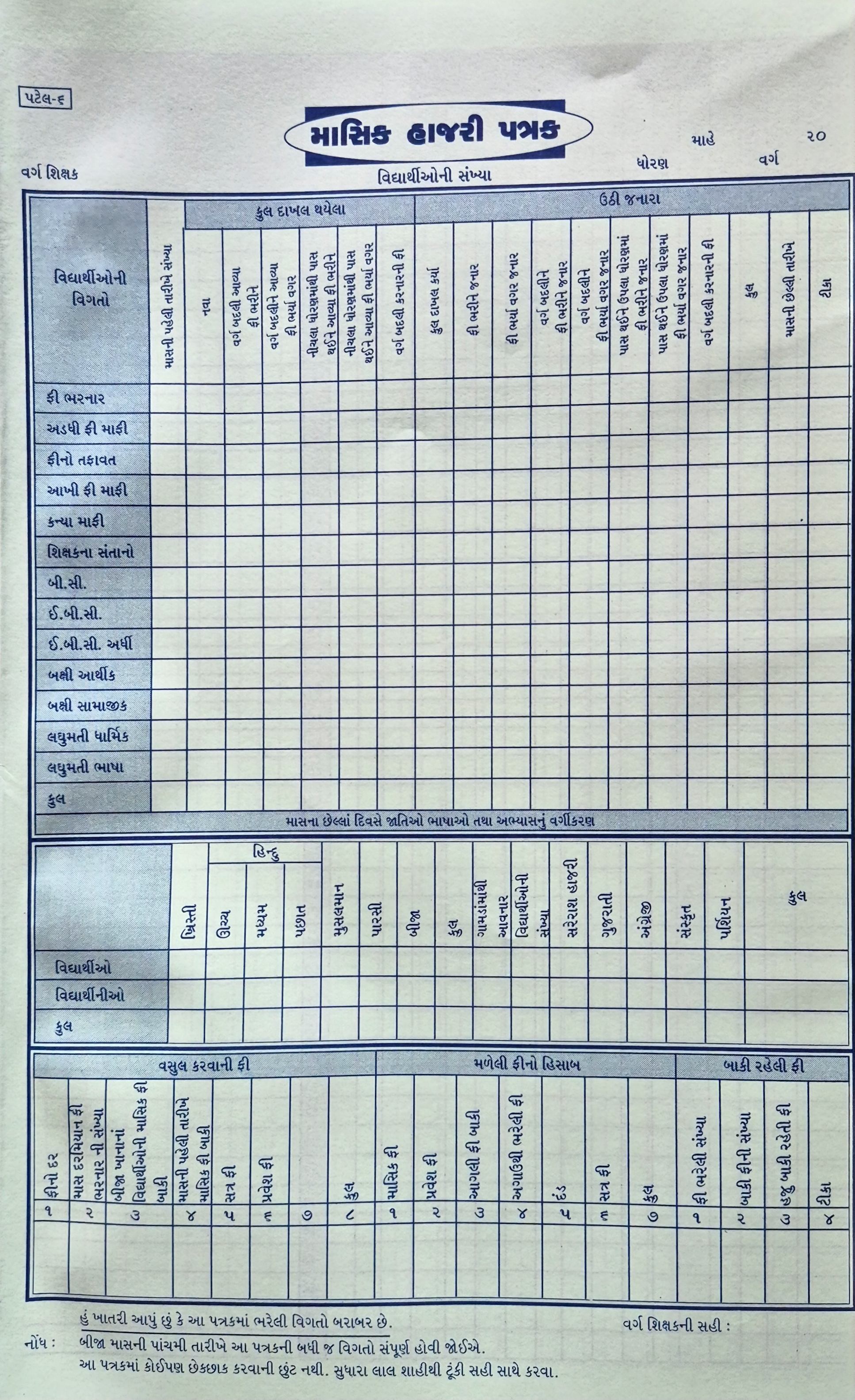 Monthly Attendance Register (127Pages)